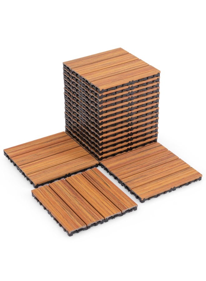 HOME TASTE بلاط خشبي للديكورات - أرضيات خشبية متشابكة للممرات والحدائق، بلاط خشبي متين للاستخدام الخارجي والداخلي (النمط_1، 5_قطع) - Image 4